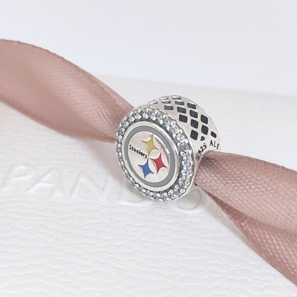 Pandora Pittsburgh Steelers NFL Logo Charm Bead S925 Silver with box - Picture 4 of 8
